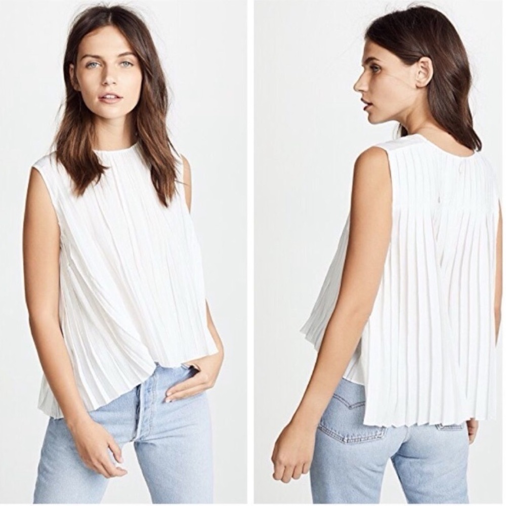 NWT Vince Pleated Crinkled Shell Sleeveless Top